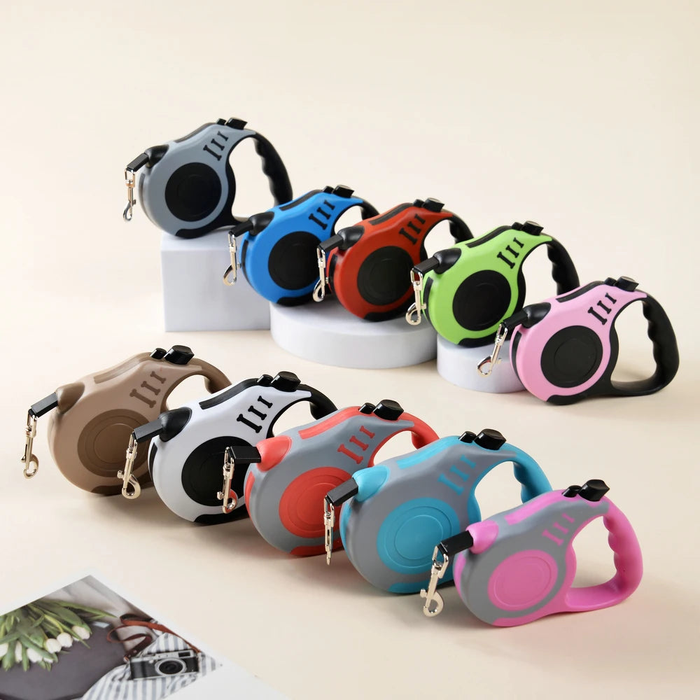 Retractable Nylon Dog Leash 3m/5m (9.8 ft/16.4 ft) Adjustable Lead for Small and Medium Dogs and Cats
