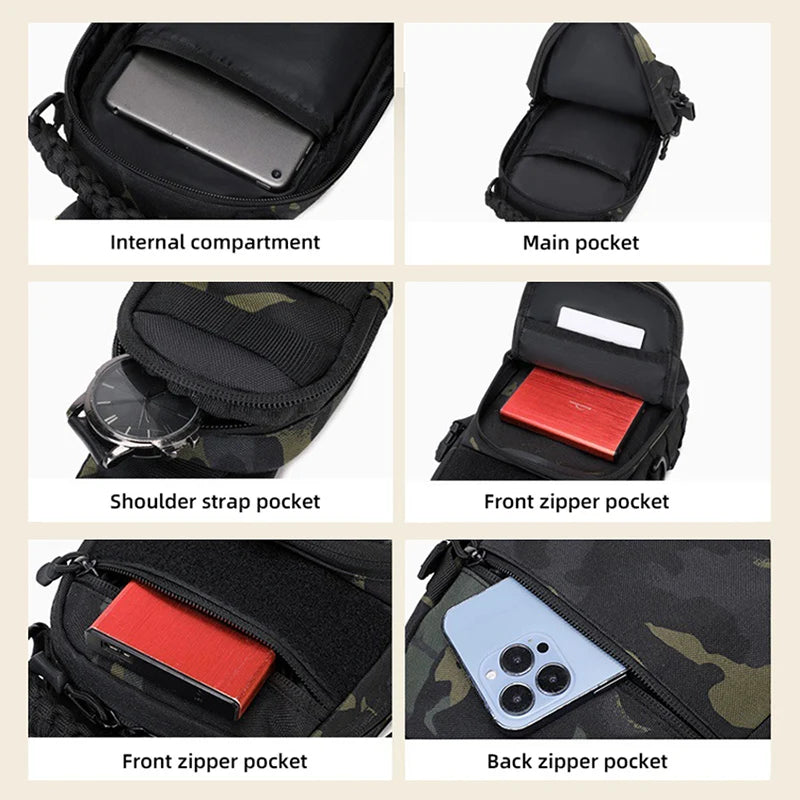 Tactical Chest Sling Bag for Men - Outdoor Hiking Camping Fishing Cycling MOLLE Shoulder Fanny Pack