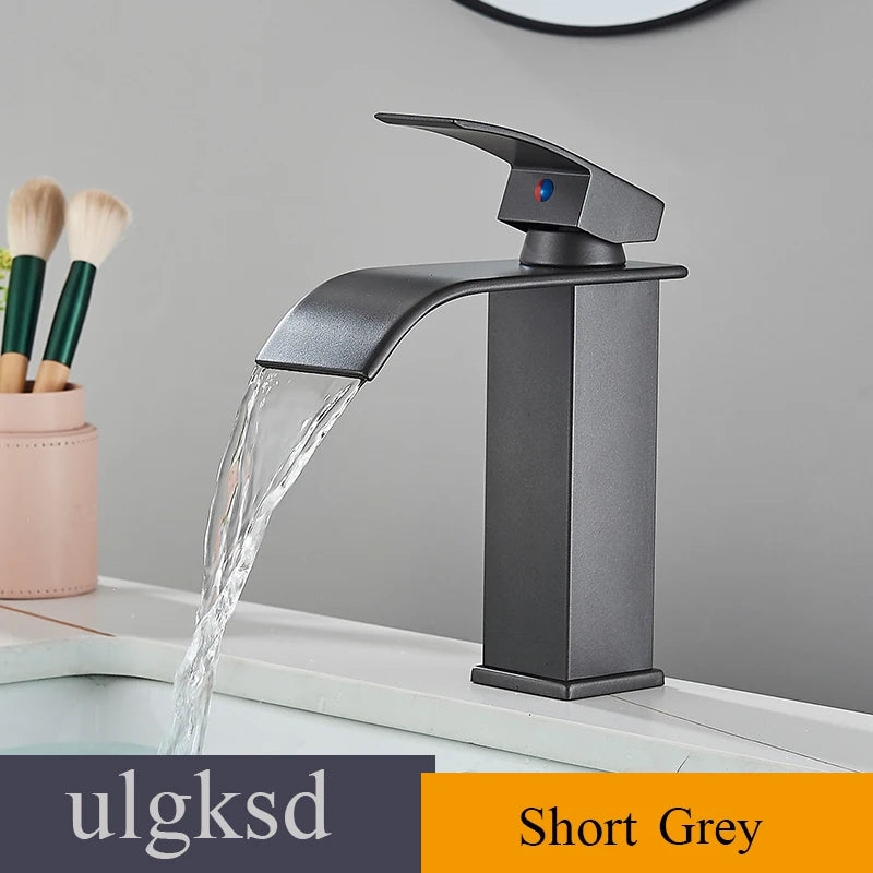 Waterfall Basin Faucet - Single Handle Deck-Mounted Mixer Tap for Bathroom Sink (Hot & Cold)