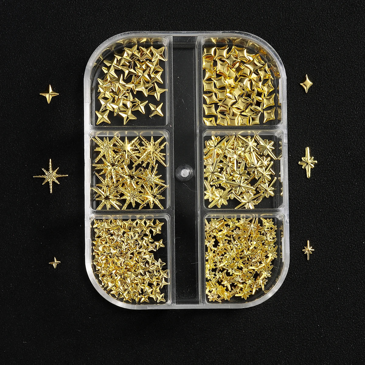 3D Gold Star & Moon Nail Charms for Nail Art view 7