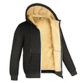 Lambswool-Lined Fleece Hooded Jacket – Thick Zip Winter Coat for Men & Women, Black