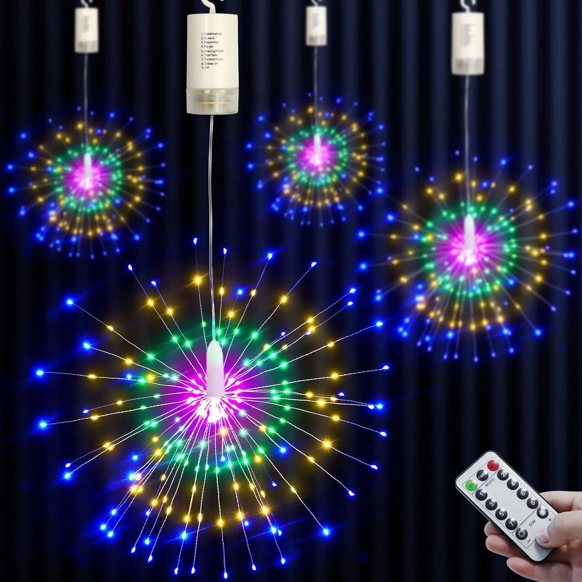 150/200 LED Starburst Fairy String Lights with Remote - Hanging Twinkle Garland for Christmas & Parties