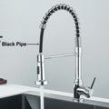 Pull-Down Single-Handle Kitchen Faucet Deck-Mounted Hot and Cold Tap — Matte Black, Brushed Nickel, Chrome