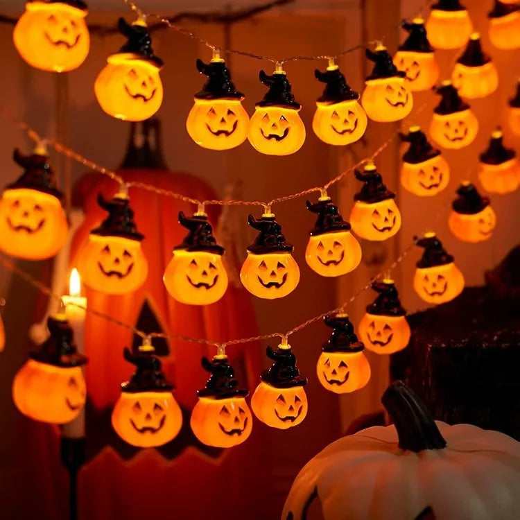 Pumpkin String Lights LED Pumpkin Lanterns – Warm White Halloween Decor, Battery & USB Options, Multiple Lengths (5ft/10ft/20ft/33ft)