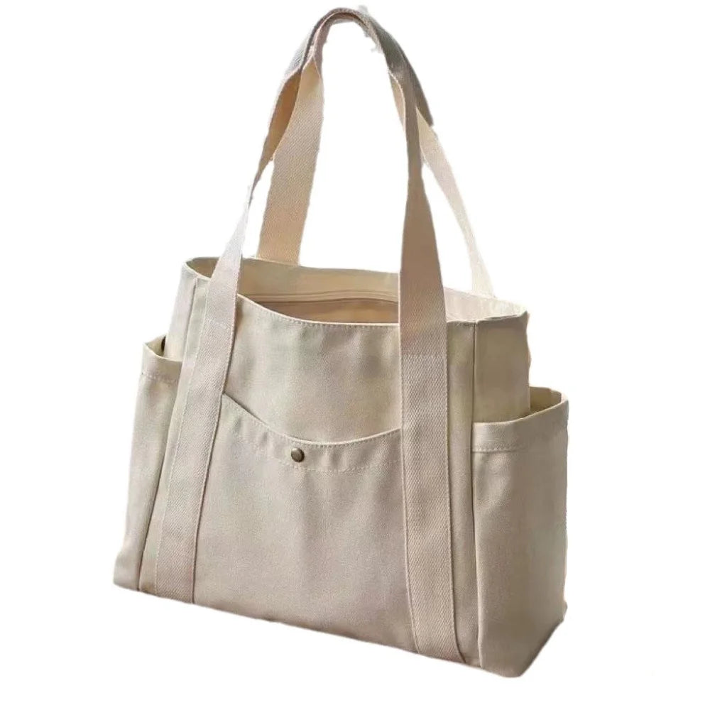Large Canvas Tote Bag – Fits 15.6-Inch (39.6 cm) Laptop, Zipper Shoulder Bag for Work, College & Shopping