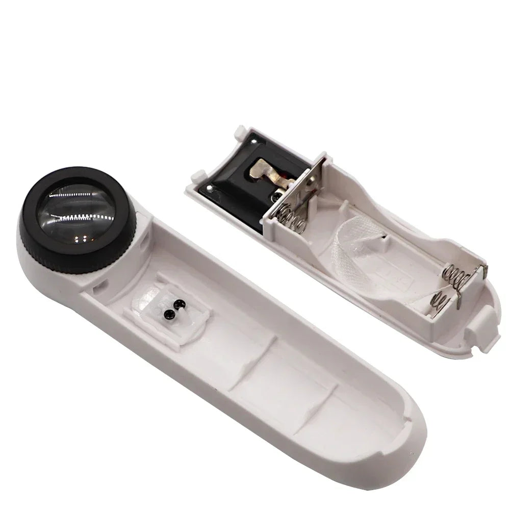 40X Handheld Magnifying Glass with 2 LED Lights for Jewelry Stamps Maps Circuit Board Inspection
