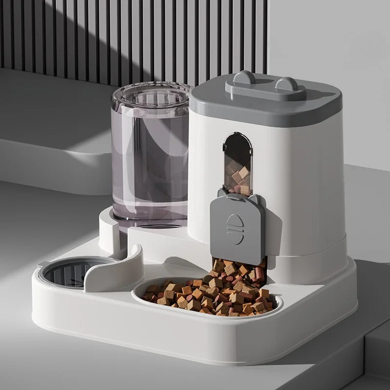 Automatic Pet Feeder with Water Dispenser - Spill-Proof Dual Bowl for Small, Medium and Large Cats and Dogs