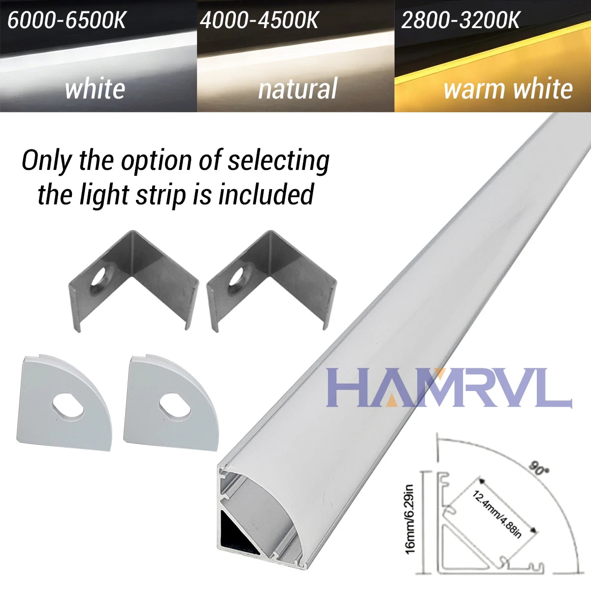 LED Aluminum Channel Profile 1m / 0.5m with Diffuser — Black/White/Clear Covers for 5050 & 5630 LED Strips, DC 12V, Warm/Natural/Cool White