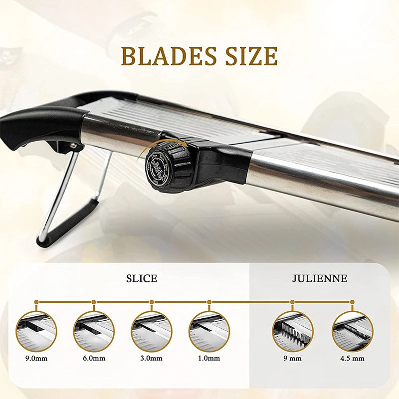 Adjustable Stainless Steel Mandoline Slicer Vegetable & Fruit Cutter for Potato, Tomato, Onion, Carrot