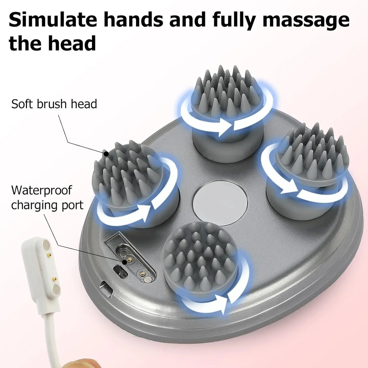 Handheld Electric Scalp Massager - Rechargeable Waterproof Head Scratcher for Scalp, Hair Growth & Full-Body Massage