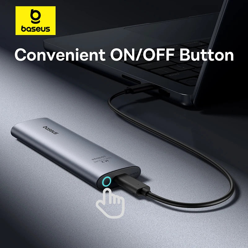 M.2 NVMe SSD Enclosure USB-C 3.2 Gen2 10Gbps – Up to 8TB Aluminum External Case (2280/2260/2242/2230) with ON/OFF Button & Cooling