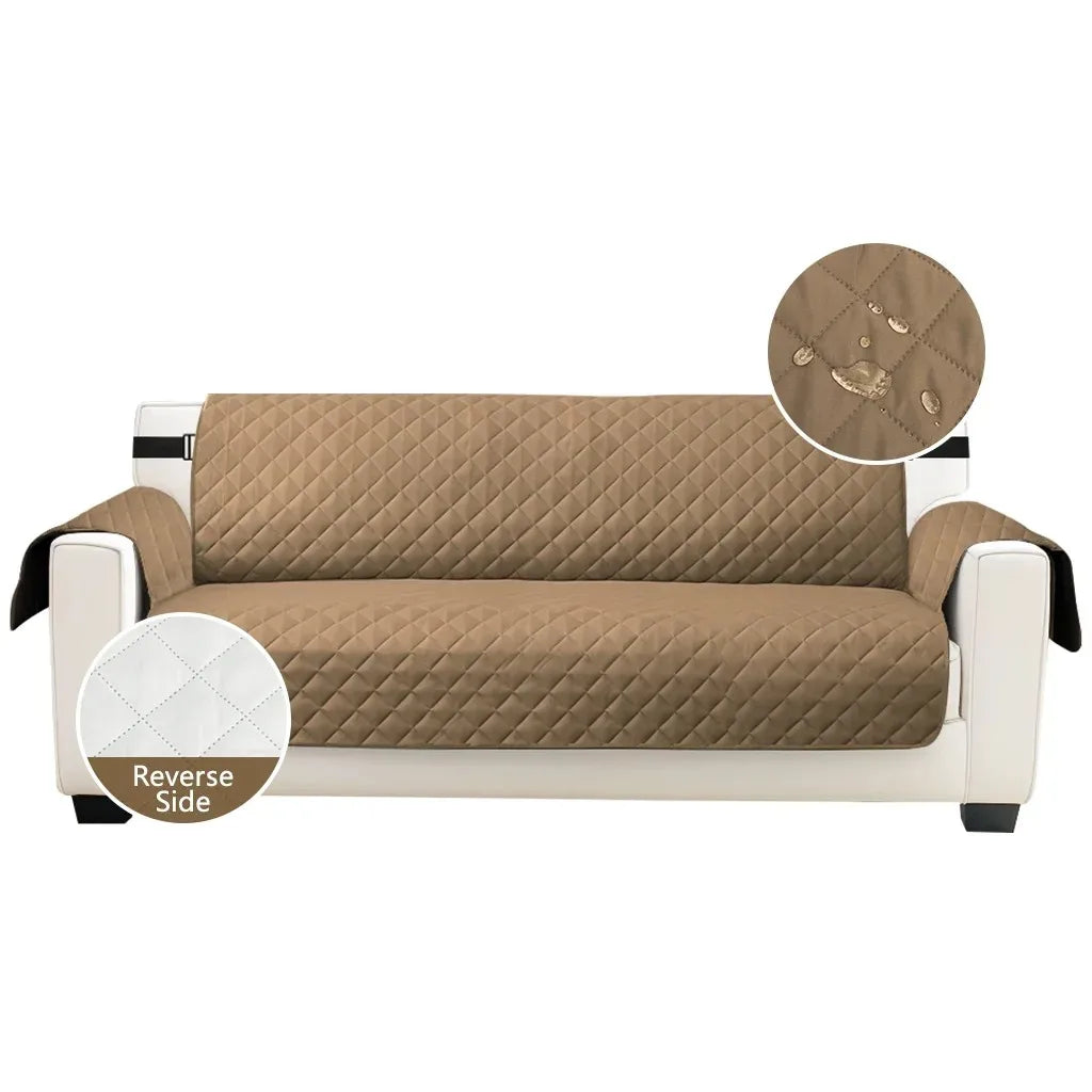 Waterproof Quilted Sofa Cover – Anti-Wear Non-Slip Washable Couch Slipcover with Elastic Straps | Sofa Protector for Kids & Pets