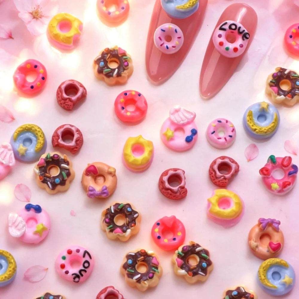 3D Donut Nail Charms - 50-Pack Kawaii Nail Art Decorations view 4