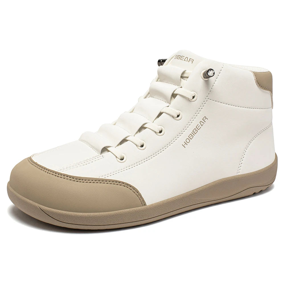 Mid-Top Barefoot Ankle Boots Wide-Toe Zero-Drop Non-Slip Artificial Leather Shoes