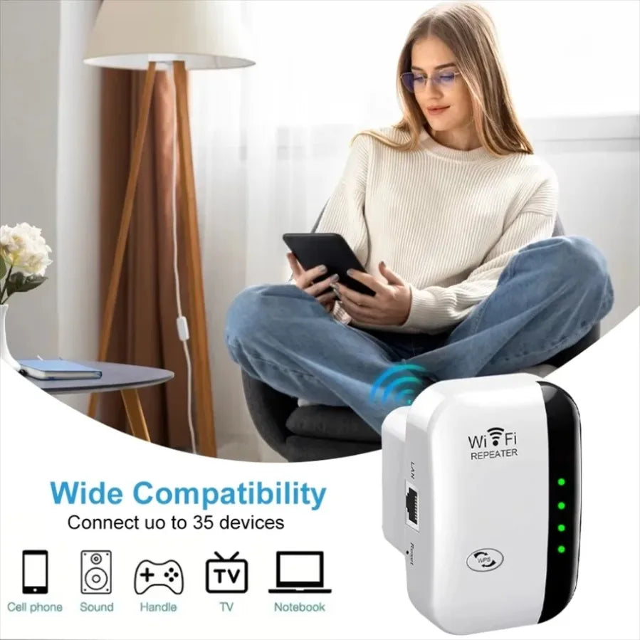 300Mbps 2.4GHz WiFi Range Extender & Signal Booster - Wireless Repeater, 802.11n, LAN Port
