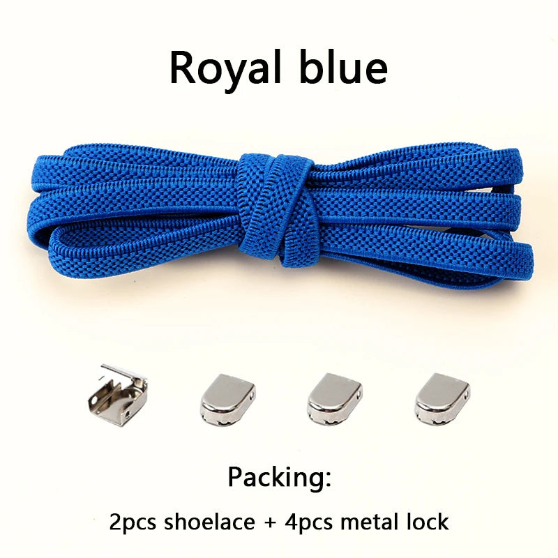 No-Tie Elastic Shoelaces with Metal Buckles – 1 Pair Quick Laces, One Size Fits All for Adults & Kids (105 cm / 41.3 in)