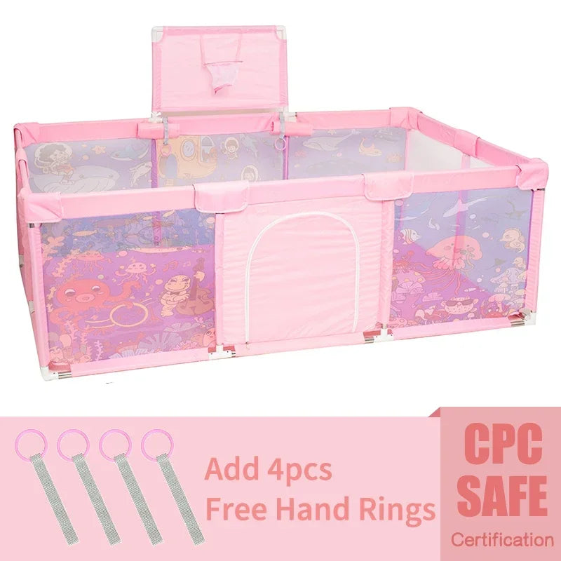 Large Baby Playpen 189 x 126 x 64 cm (74.4 x 49.6 x 25.2 in) Machine-Washable Play Yard Activity Fence Ball Pool for Child Safety