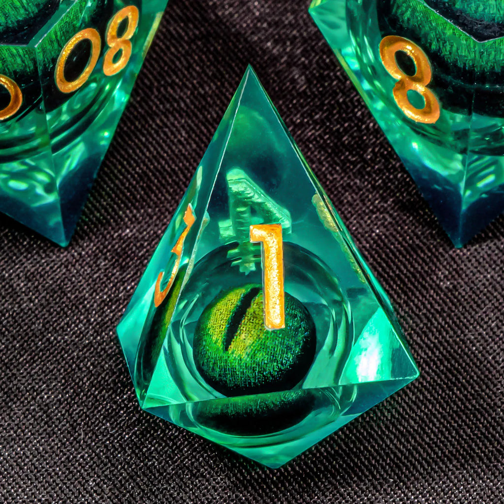 Liquid Core Resin RPG Dice Set — Sharp-Edged D20 D12 D10 D8 D6 D4 for Tabletop Gaming