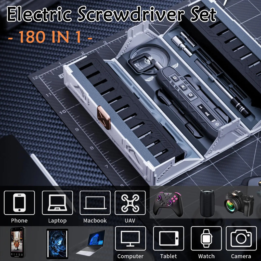 180-in-1 Electric Precision Screwdriver Set – Mini Cordless Repair Kit for Phones, Cameras, Laptops & Electronics