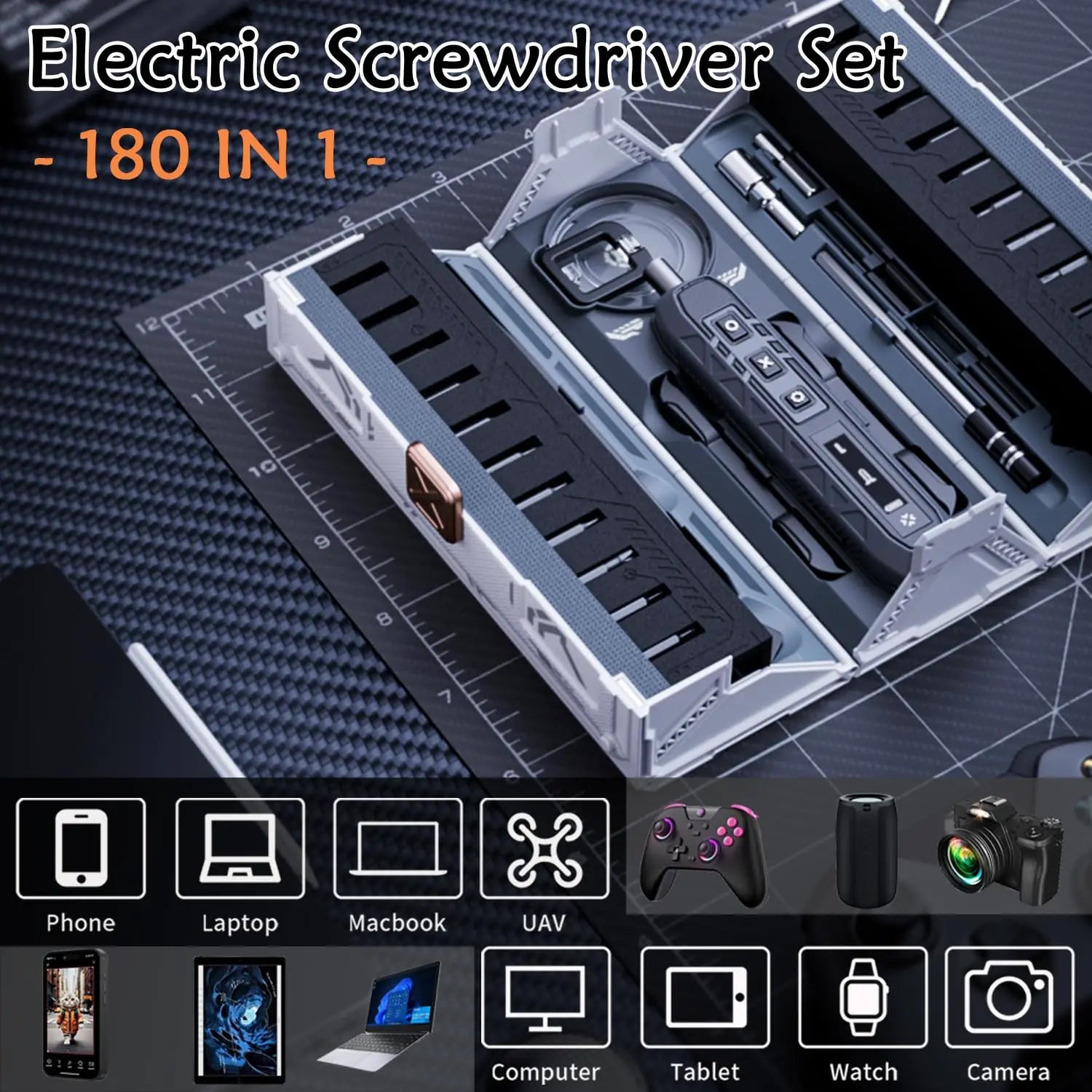 180-in-1 Electric Precision Screwdriver Set – Mini Cordless Repair Kit for Phones, Cameras, Laptops & Electronics