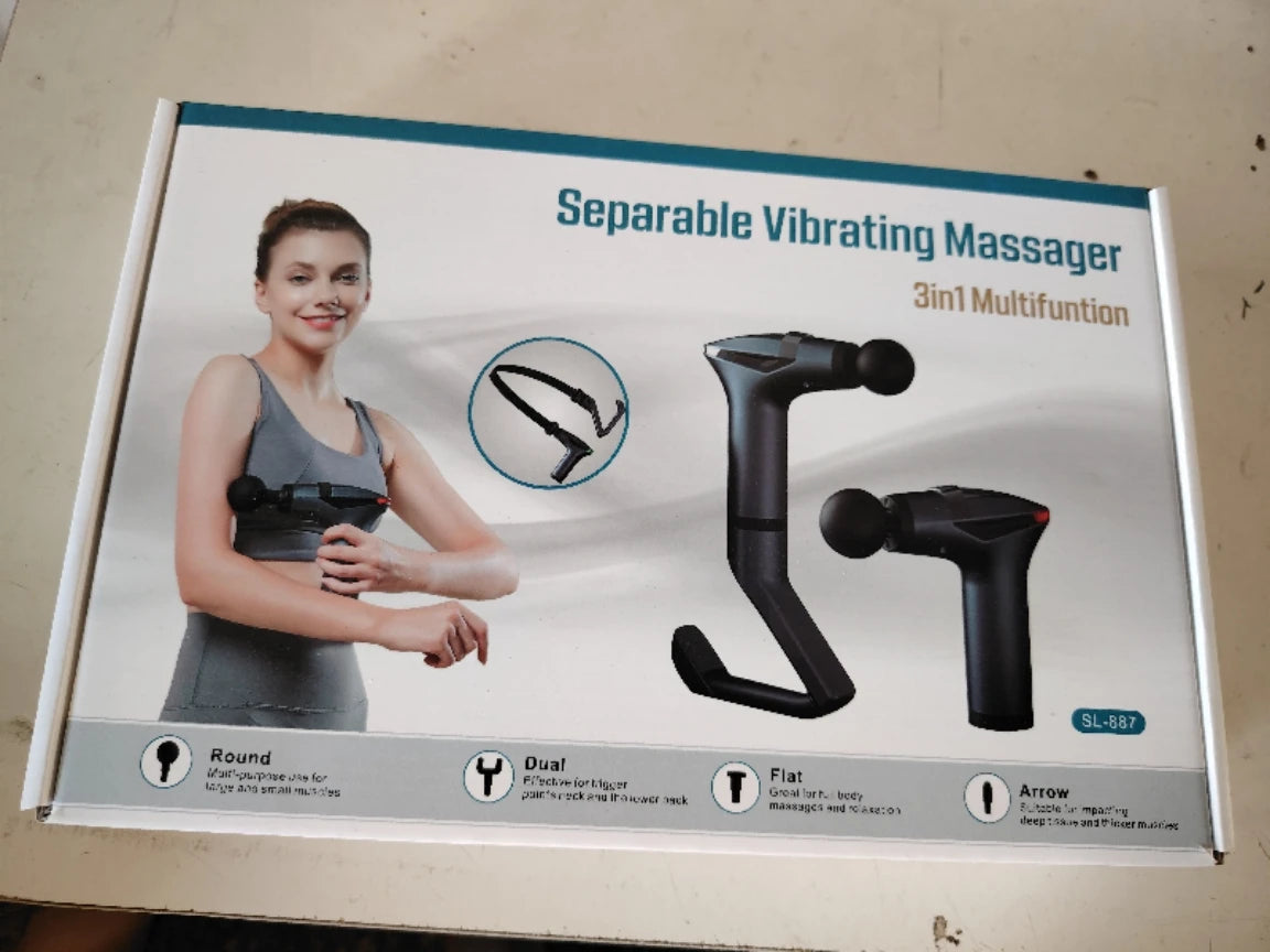Long-Handle Deep Tissue Massage Gun – Percussion Muscle Relaxation, 12-Speed Rechargeable with USB-C