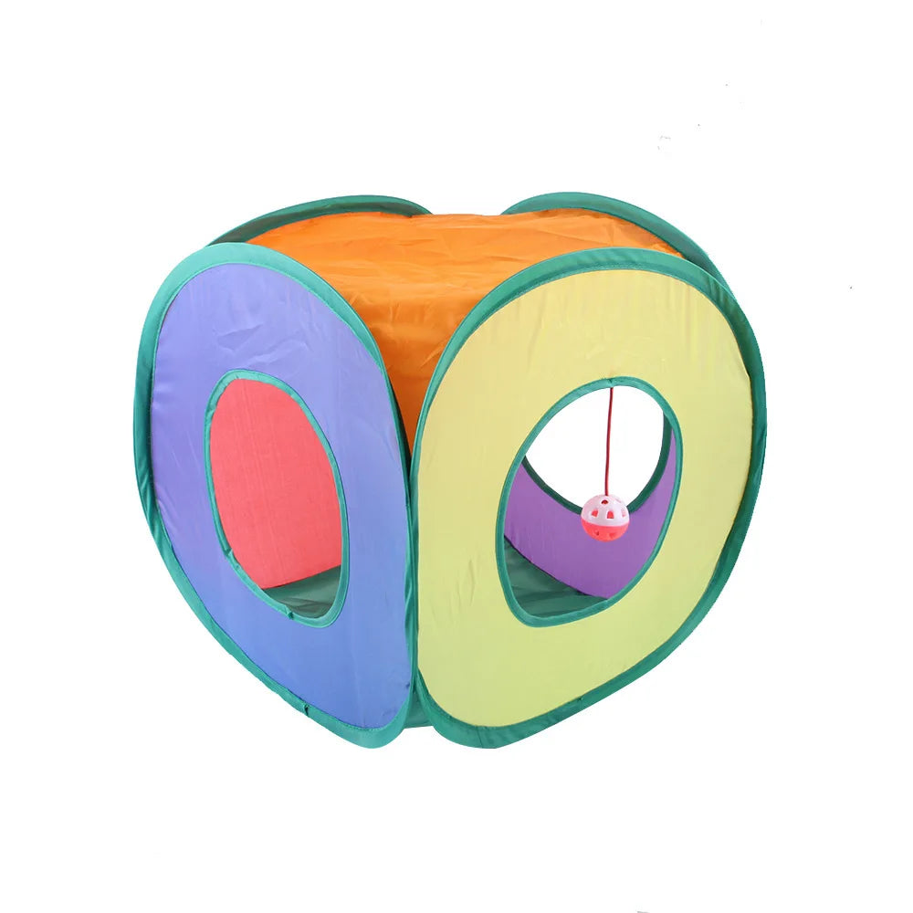 Foldable S-Shaped Cat Tunnel – Collapsible Play Tunnel for Cats, Rabbits & Small Pets, Interactive Crinkle Toy for Indoor Play