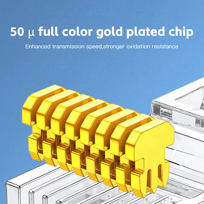 50-Pack Cat6 RJ45 Ethernet Connectors — Unshielded Perforated Crystal Head
