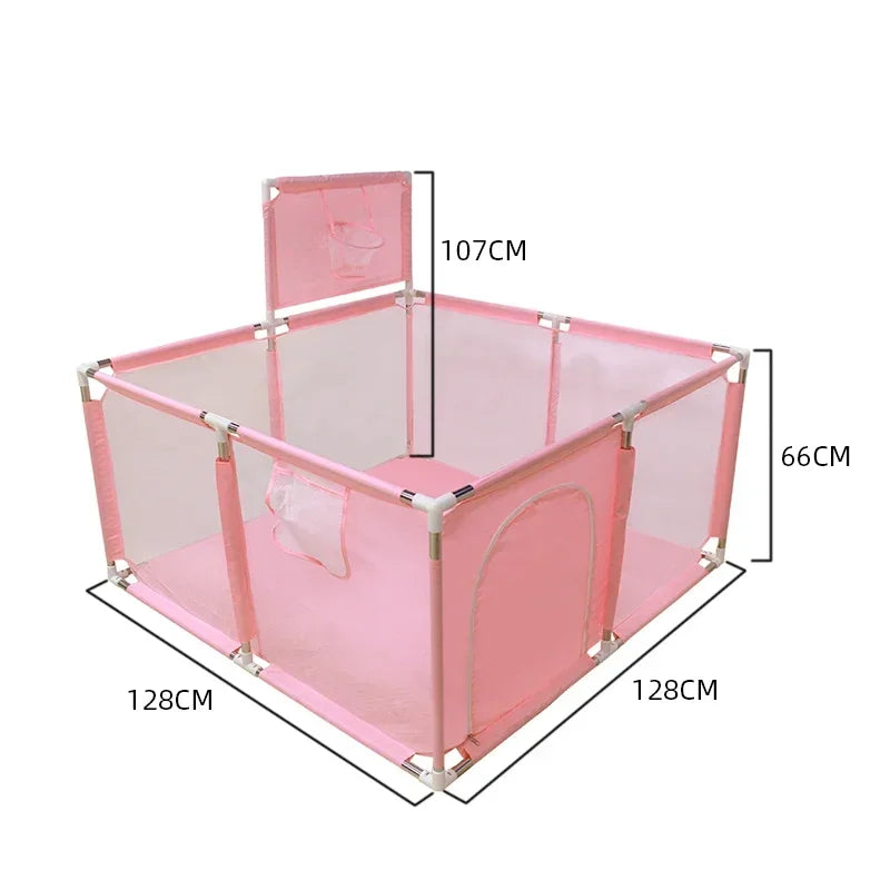 Square Baby Playpen 50.4 x 50.4 x 26 in (128 x 128 x 66 cm) Toddler Play Yard Ball Pit Safety Fence