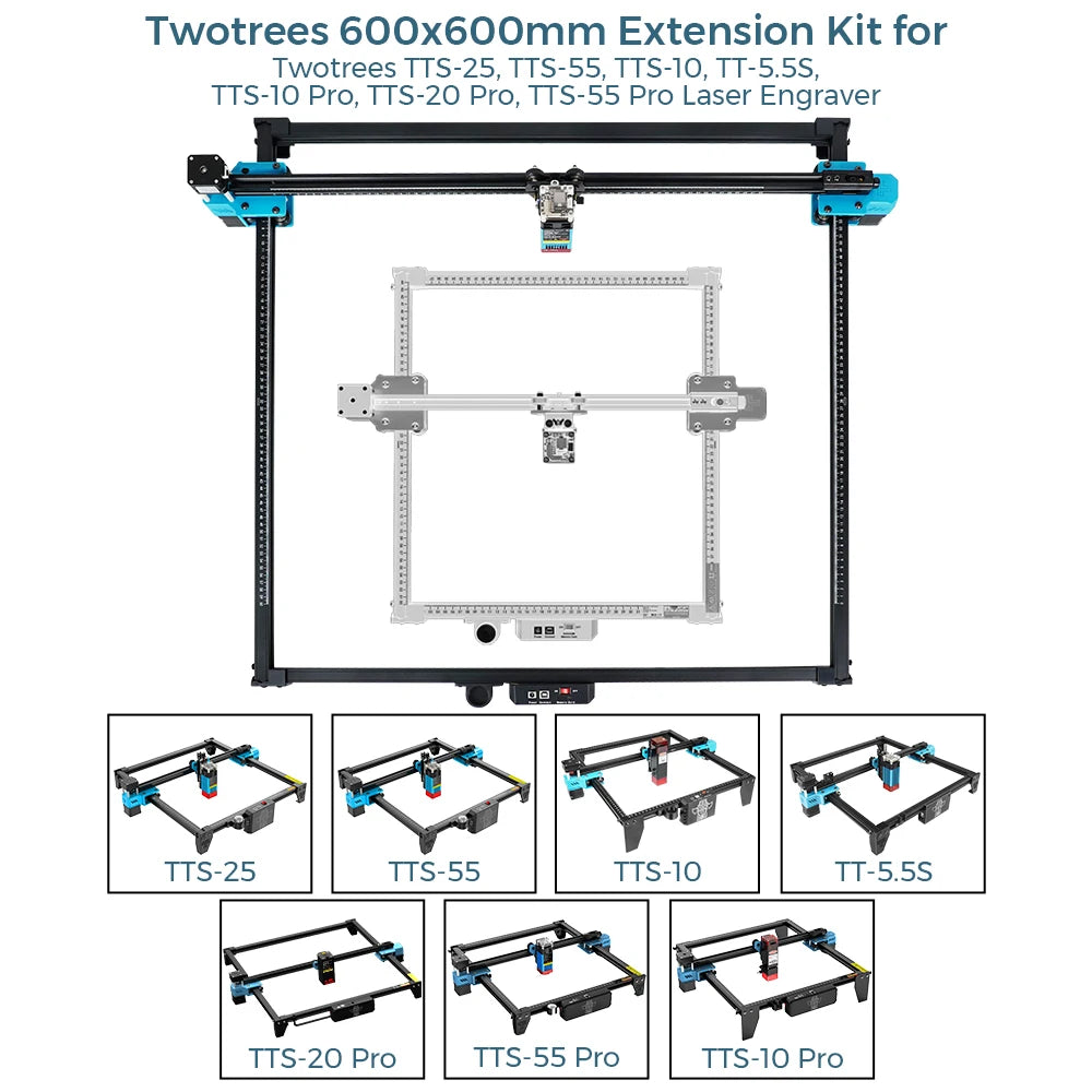Laser Engraver Aluminum Profile Frame Upgrade Kit 600 x 600 mm (23.6 x 23.6 in) for Desktop CNC Laser
