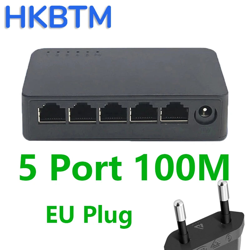 Mini 5-Port Gigabit Ethernet Switch – 10/100/1000Mbps RJ45 Desktop Network Hub