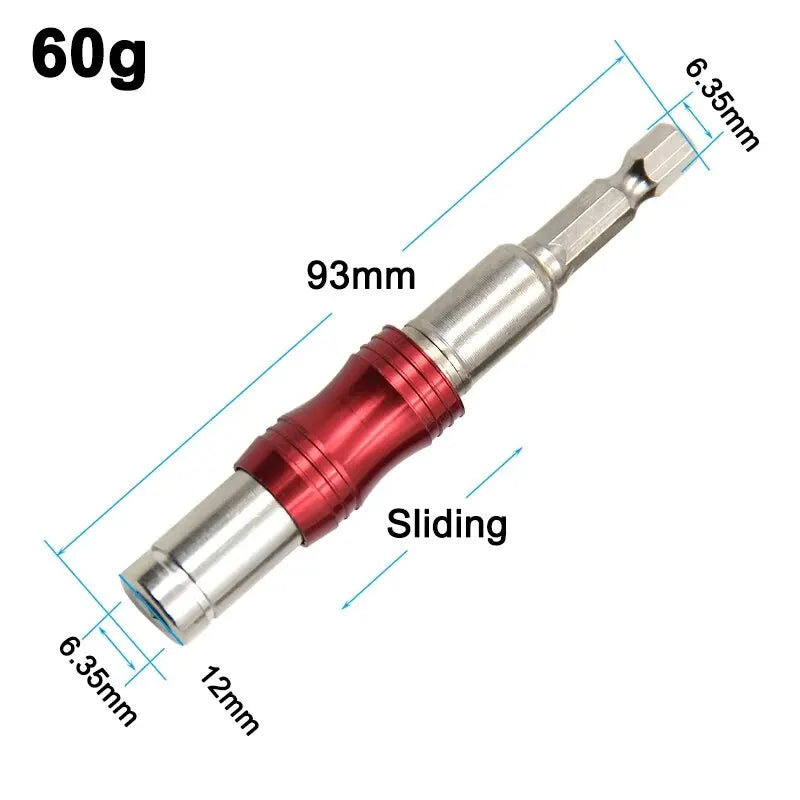 Red Curved Magnetic Hex Extension Bit Holder - Universal Drill and Screwdriver Adapter