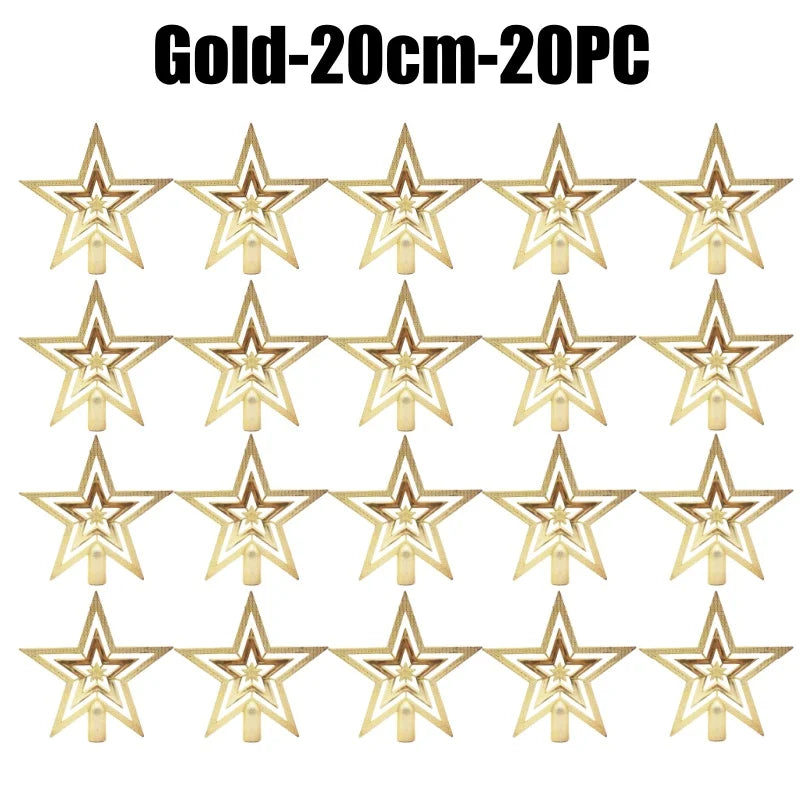 Star Christmas Tree Topper Gold & Red Shimmer 4 in / 8 in (10 / 20 cm) Holiday Tree Decoration
