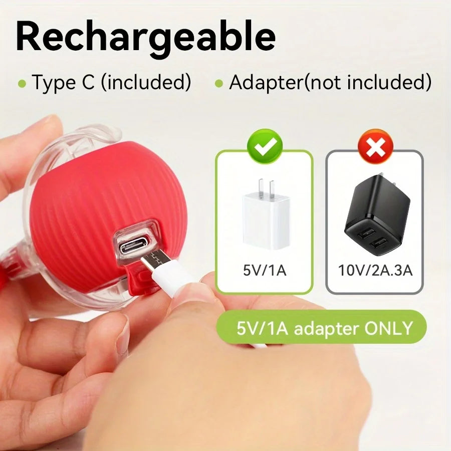 Rechargeable Interactive Cat Ball Toy — Automatic Rolling Smart Toy with Tail, LED & Obstacle Avoidance