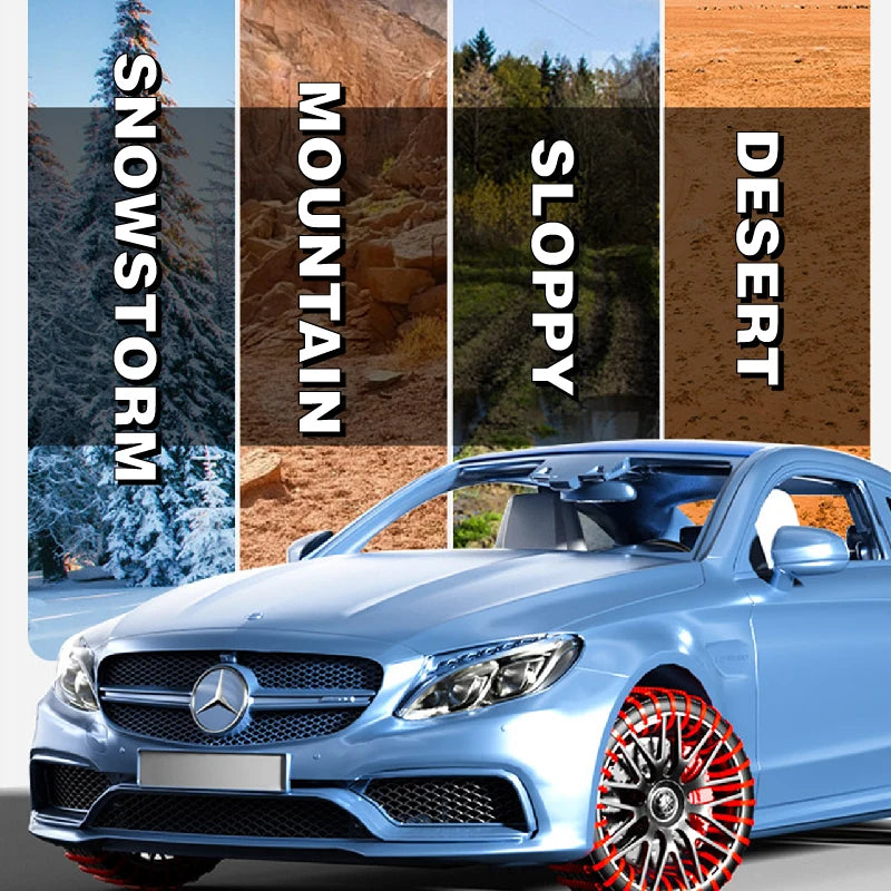 Universal Anti-Slip Snow Chains for Cars & Motorcycles — 95 cm (37.4 in) Emergency Tire Traction Straps for Snow, Mud & Off-Road