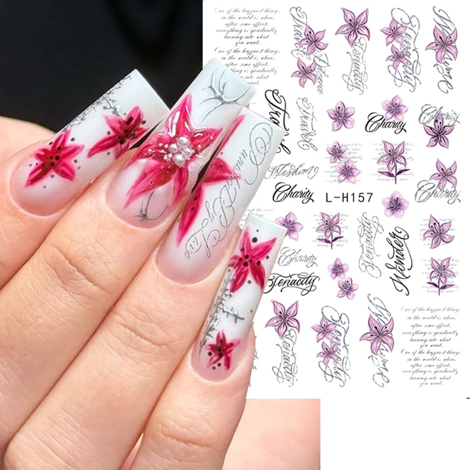 Punk Gothic Letter Nail Stickers Metallic Y2K Retro Nail Charms 3-Pack
