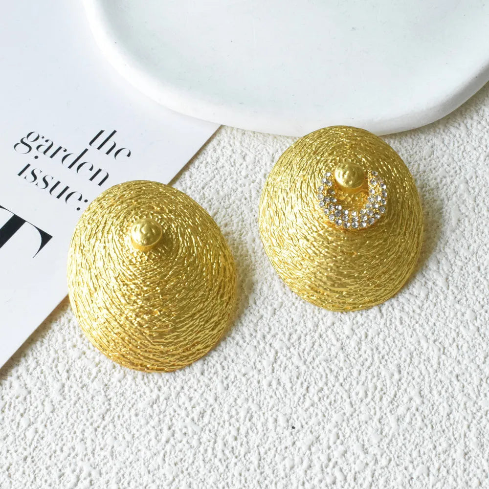 Baroque Oval Dangle Earrings - Copper-Plated Statement view 7