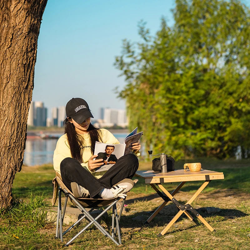Portable Folding Moon Chair – Camping, Picnic & Fishing Stool | 120kg Capacity, 600D Oxford