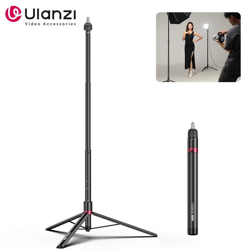 2m (6.6 ft) Heavy-Duty Foldable Light Stand Tripod for Video Lights, DSLR Cameras, Studio & Livestreaming — 5 kg (11 lb) Load