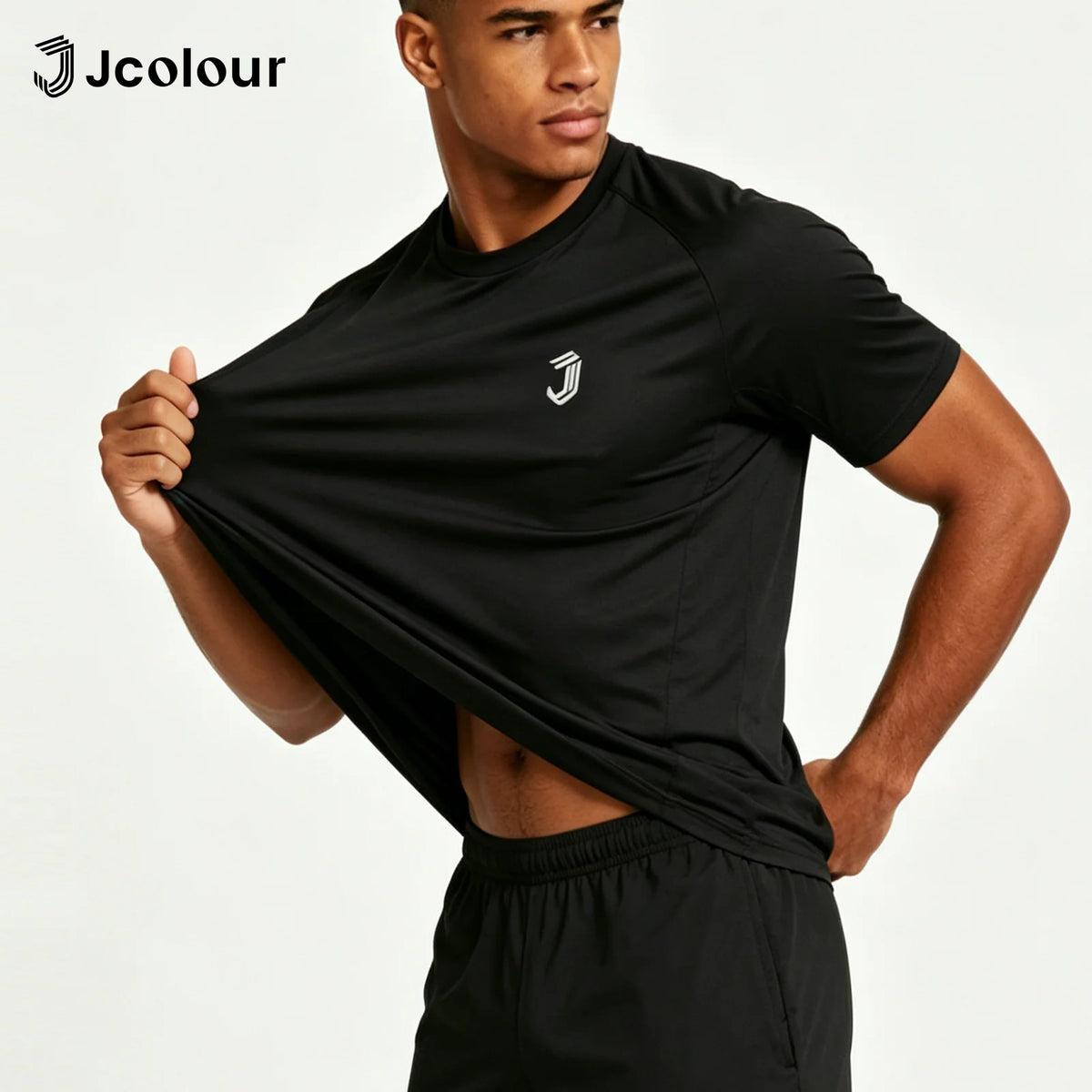 Men's Black Athletic T-Shirt Breathable Quick-Dry Slim Fit