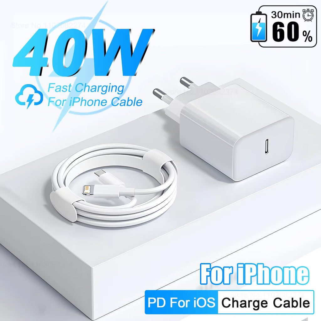 40W USB-C PD Fast Charger for iPhone - Single USB-C Port Rapid Charging