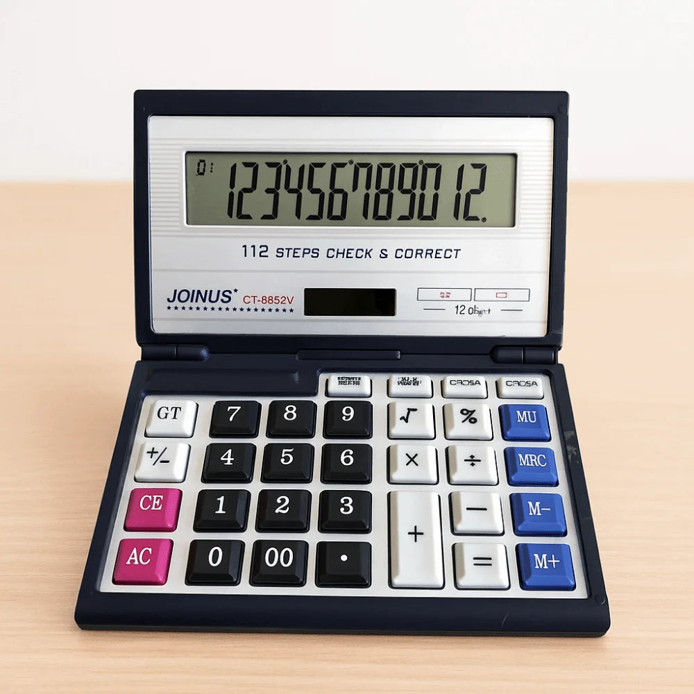 Foldable 12-Digit Solar Calculator Portable Large Screen Financial Office Calculator
