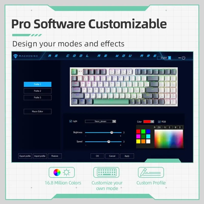 94-Key 90% Mechanical Keyboard Wired - Hot-Swappable RGB Backlit for PC & Laptop