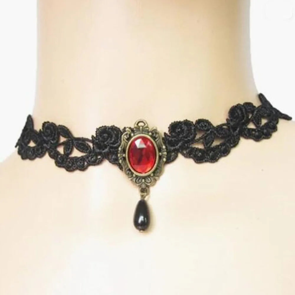 Black Lace Choker Necklace - Gothic Punk Collar view 26
