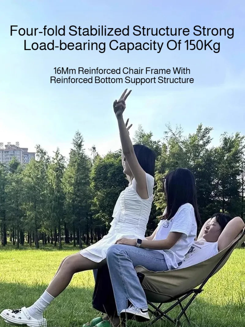 Foldable Recliner Chair with Curved Headrest, Padded Portable Camping & Relaxation Lounger