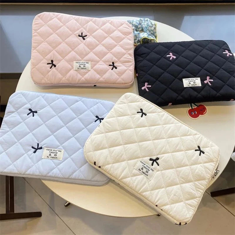 Floral Laptop & Tablet Sleeve 13.6/14/15/15.6 in (34.5–39.6 cm) + 10.5/10.9/11 in (26.7–27.9 cm) Soft Polyester Zipper Pouch