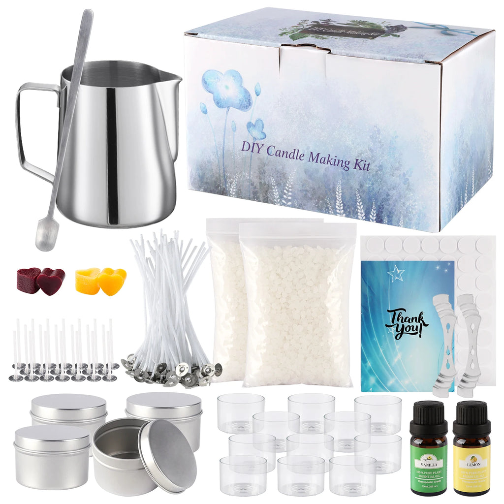 DIY Candle Making Kit with Soy Wax & Essential Oils – Aromatherapy Candle Supplies for Beginners, Gift Set