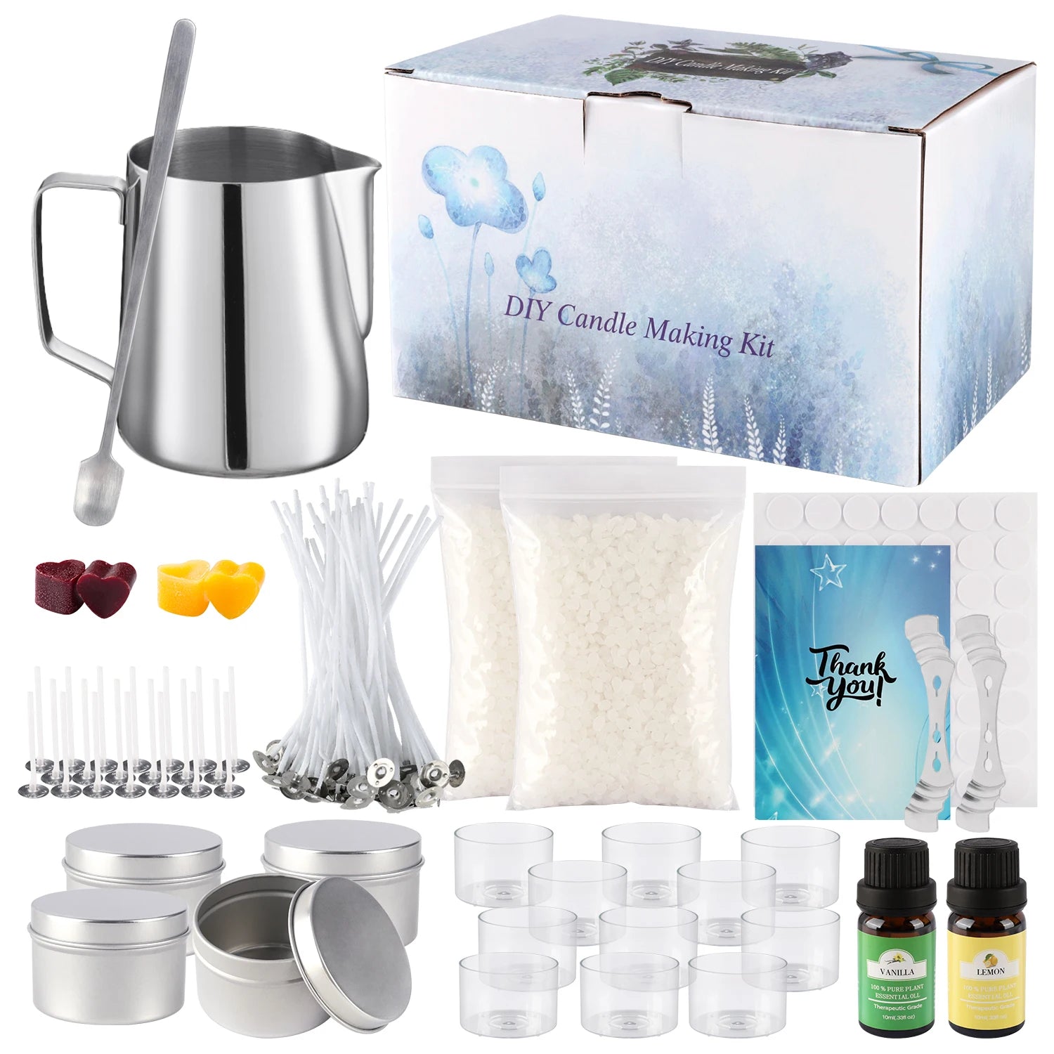 DIY Candle Making Kit with Soy Wax & Essential Oils – Aromatherapy Candle Supplies for Beginners, Gift Set