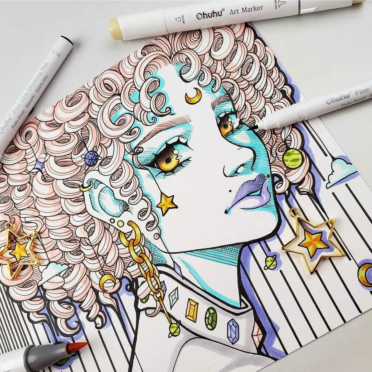 Micro Fineliner Pen Set 8-Pack, Ultra-Fine to Brush Tips, Waterproof Black Ink for Drawing, Sketching, Journaling and Manga