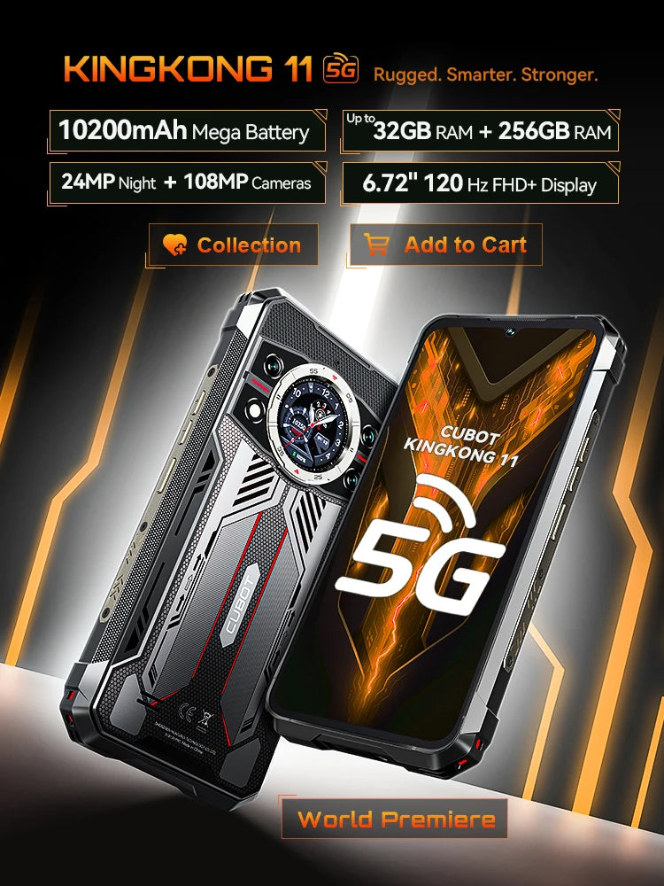 Rugged 5G Smartphone – 10200mAh Battery, Dimensity 7025 2.5GHz, 32GB RAM (16+16 Ext), 256GB Storage, 108MP Triple Camera, 6.72-inch FHD+ 120Hz, IP68/IP69K