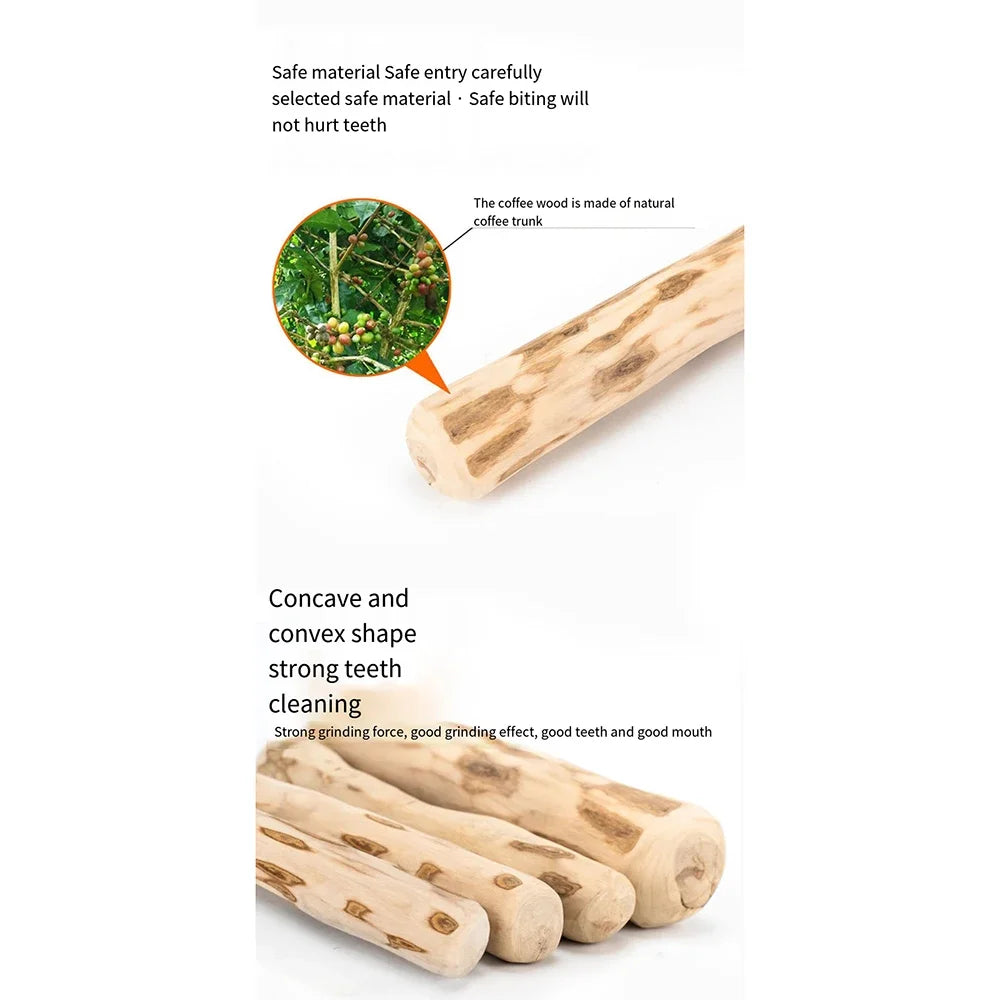 Coffee Wood Dog Chew Toy – Natural Wooden Chew Stick for Dental Health and Teething, Puppies & Adult Dogs